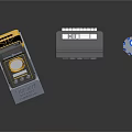 Commercial Equipment Set With Yellow Panel Gray Control Unit And Blue Striped Cylinder