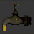 Vintage Metal Faucet With Dripping Water And Reflection On Dark Background