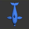 3D Blue Dolphin Toy Figure With Glossy Finish And Pink Underbelly On Dark Surface
