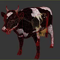 Black And White Spotted Cow Standing On Gray Background With Realistic Details
