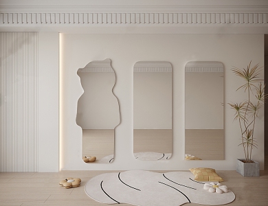 Modern mirror shaped full-length mirror 3d model