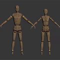 Wooden Mannequins With Articulated Joints Standing On White Background Holding Hands