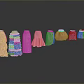 Pink Dresses Various Styles Including Layered Ruffled A line Designs on Gray Background with Reflections