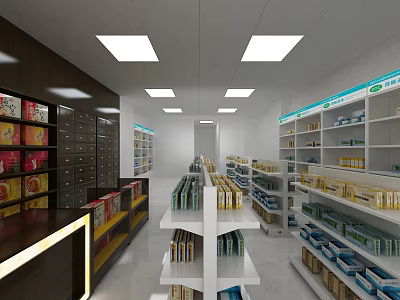 Well Organized Retail Store Interior With Shelves Displaying Various Products And Bright Lighting 3d model