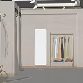 Modern Clothing Store Interior With Racks Display Shelves Accent Chair And Lighting