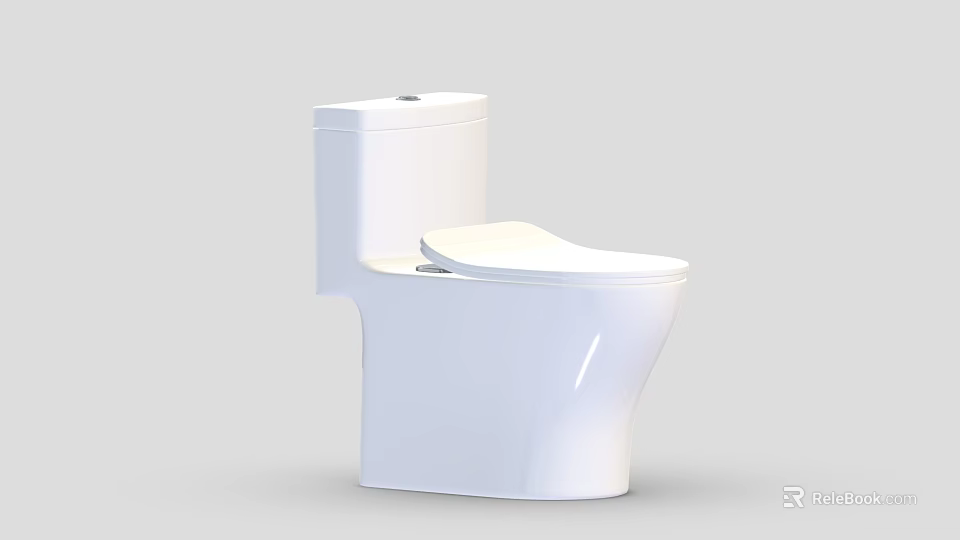 White One Piece Modern Ceramic Toilet With Sleek Design And Smooth Surface For Bathroom 3d model 