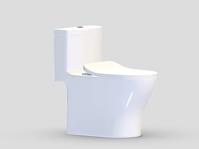 White One Piece Modern Ceramic Toilet With Sleek Design And Smooth Surface For Bathroom 3d model