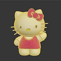 Hello Kitty Silver Figure In Pink Dress With Pink Bow And Waving Hand