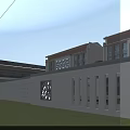 Modern Office Building With White Exterior Large Glass Windows Front Porch And Parking Area