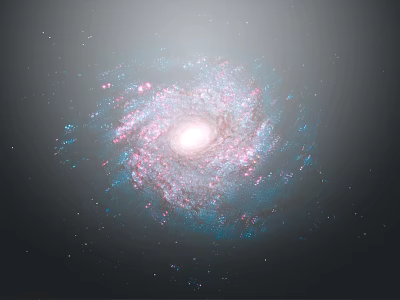 Spiral Galaxy in Deep Space with Bright Core Pink and Blue Nebulas and Scattered Stars 3d model
