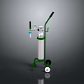Mobile Oxygen Cylinder Cart With Green Frame White Cylinder Wheels Pressure Gauge And Valves