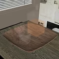 Crystal Decanter and Glasses with Amber Liquid on Wooden Tray Dark Table Surface