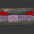 Gray Four Seat Sofa With Red Armrests And Red Cushions Textured Surface Modern Design