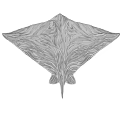 White Manta Ray Shaped Sculpture With Wavy Texture For Wall Decoration 3d model