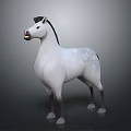 Realistic White Horse 3D Model with Black Mane and Spotted Coat