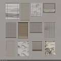 Various Curtain and Blind Styles with Bamboo Vertical and Patterned Designs 3d model