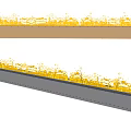 Two Tone Copper And Silver Linear Fireplaces With Realistic Flames Design