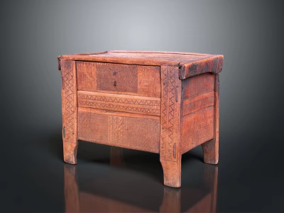 Vintage Wooden Entryway Side Cabinet With Carved Patterns Drawer And Sturdy Leg Design 3d model