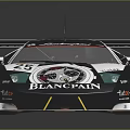 Black and White Racing Car with Rear Wing Blancpain Logo and Number 23
