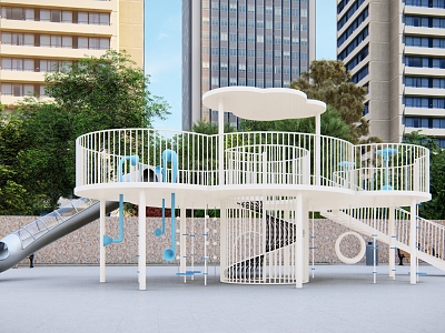 Modern slide children's play cloud platform model