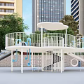 Modern Outdoor Playground Structure With Slide Spiral Stairs And Urban Green Trees