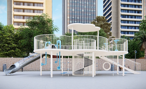 Modern slide children's play cloud platform 3d model