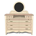 Elegant Classic Dresser With Round Mirror And Multiple Drawers Traditional Style