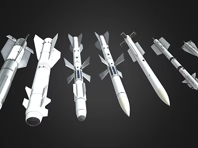 Various Military Weapons Collection Showcasing Different Missile and Rocket Models 3d model