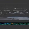 Illuminated Electronic Control Panel with Glowing Keyboard and Spaceship Night City Screen