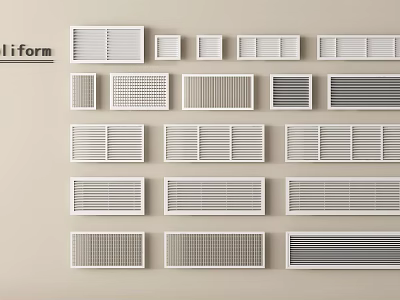 Lifiform Air Conditioner Vents with Various Styles and Designs on Beige Background 3d model