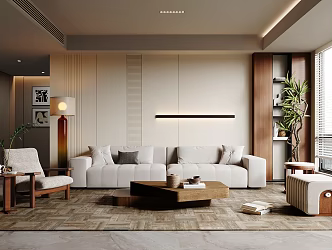 Modern Home Living Room & nbsp Sofa Coffee Table Set & nbsp Leisure Chair & nbsp Green Plant & nbsp Floor Lamp & nbsp 3d model