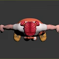 Game and Movie Character With Pink Hair White T-shirt Orange Overalls Reflective Stripes Yellow Boots