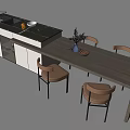 Dining table and chair combination 3d model