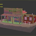 Western Style Wooden House With Sheriff Sign And Jail Section Wooden Porch And Metal Roof