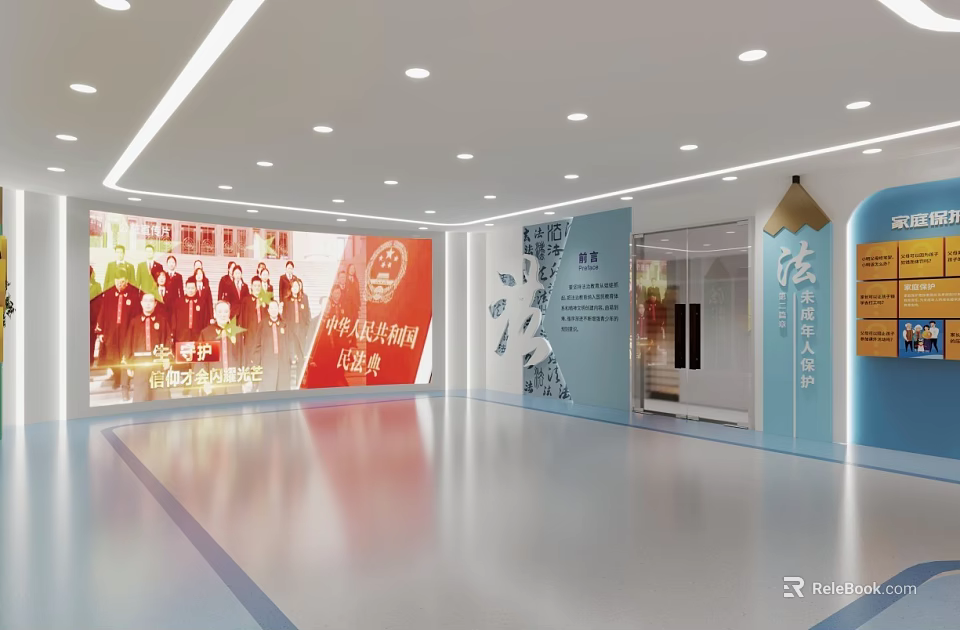 Cultural Art Exhibition Hall Showcasing Constitution Themed Displays And Legal Culture Elements 3d model 