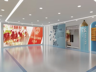 Cultural Art Exhibition Hall Showcasing Constitution Themed Displays And Legal Culture Elements 3d model