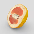 Healthy Fresh Sliced Grapefruit With Juicy Red Flesh And Yellow Peel