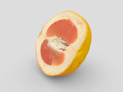 Healthy Fresh Sliced Grapefruit With Juicy Red Flesh And Yellow Peel 3d model