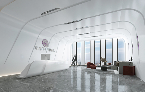 Modern Front Office Front Desk Lobby 3d model