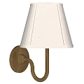 Modern Minimalist Wall Lamp with White Pleated Lampshade and Brass Curved Bracket