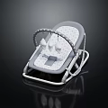 Gray And White Baby Crib With Soft Padded Mattress Rocking Design And Hanging Toys
