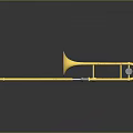 Golden Brass Trombone Musical Instrument with Shiny Finish and Slide Design
