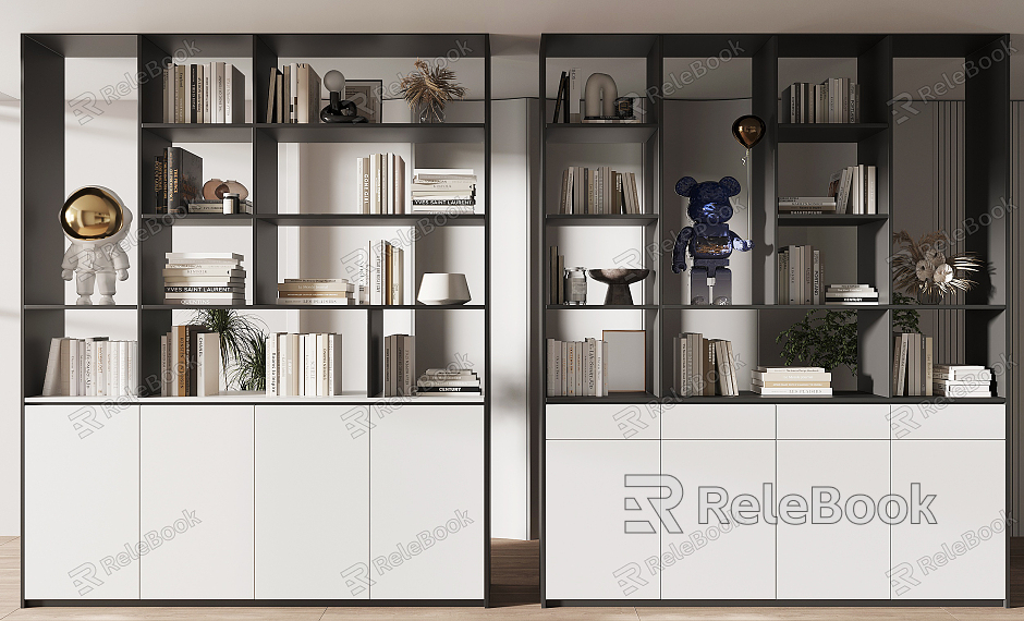 Modern bookcase bookshelf partition model