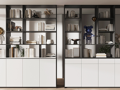 Modern bookcase bookshelf partition model