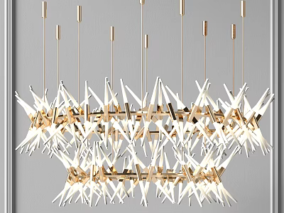 Elegant Modern Gold Metal Geometric Chandelier With Artistic Lighting Design 3d model