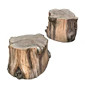 Rustic Natural Wood Tree Stump Shaped Stools With Organic Texture And Smooth Top