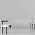 Modern Minimalist Single Chair With Light Gray Upholstery Cylindrical Armrests And Legs