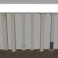 White Ornate Columns In Various Classical Architectural Styles For Interior Design 3d model