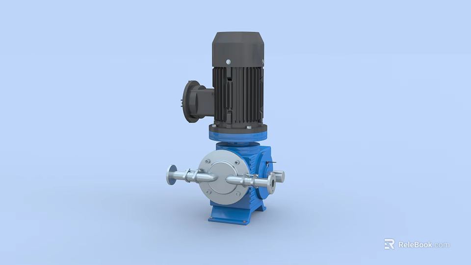 Industrial Pump Equipment With Blue Body Black Motor And Metal Connection Components 3d model 