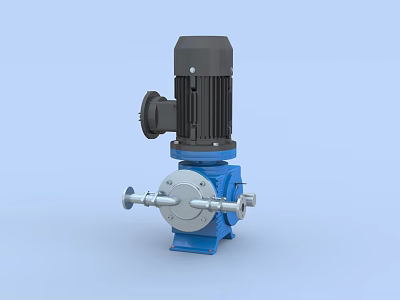 Industrial Pump Equipment With Blue Body Black Motor And Metal Connection Components 3d model
